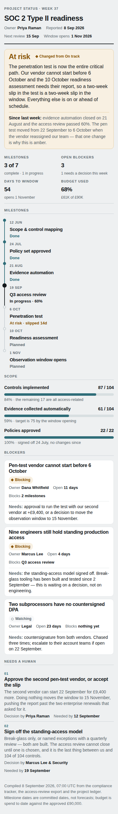 Current Project status full-page capture at 390 pixels